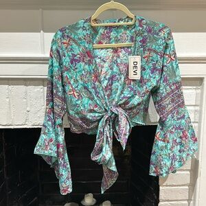 Tibet Silk Tie Blouse - Can Be Worn Many Different Ways!
